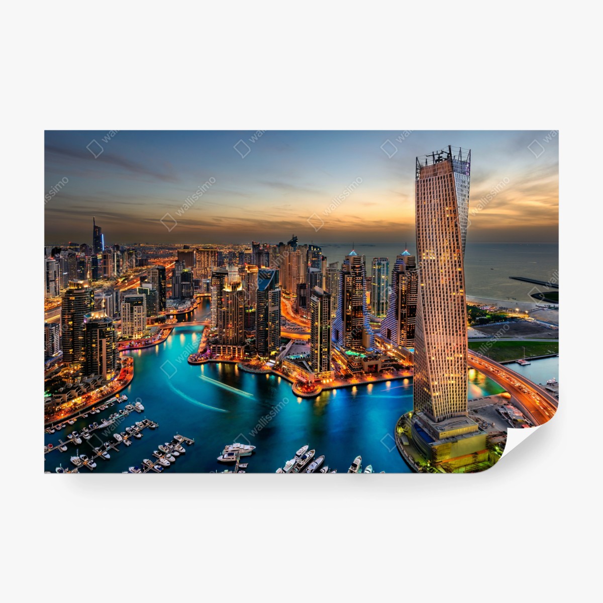 Fototapete Dubai marina skyline bei dämmerung – Pixers®