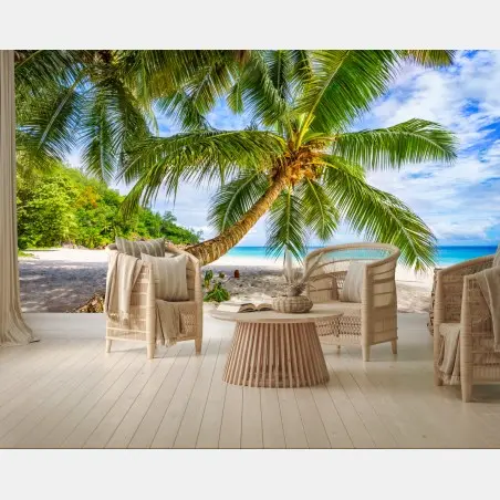 Fototapete tropische palme am weißen sandstrand – Pixers®