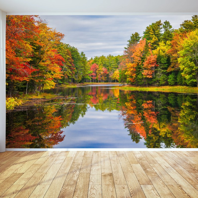 Fototapete herbstliche spiegelungen in Neuengland
