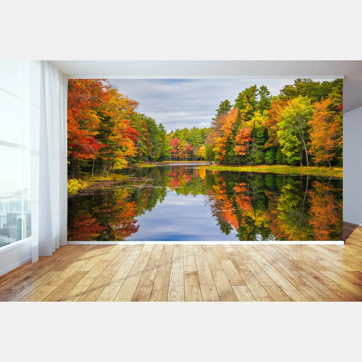 Fototapete herbstliche spiegelungen in Neuengland – Pixers®