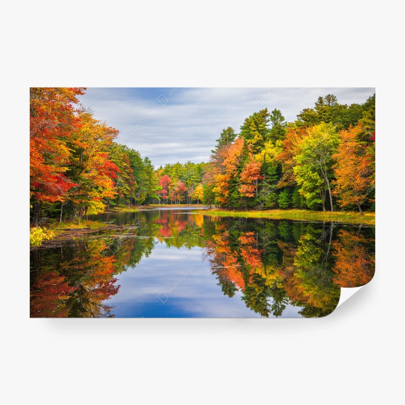Fototapete herbstliche spiegelungen in Neuengland