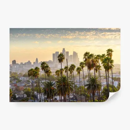 Fototapete goldene Los Angeles skyline mit palmen – Pixers®