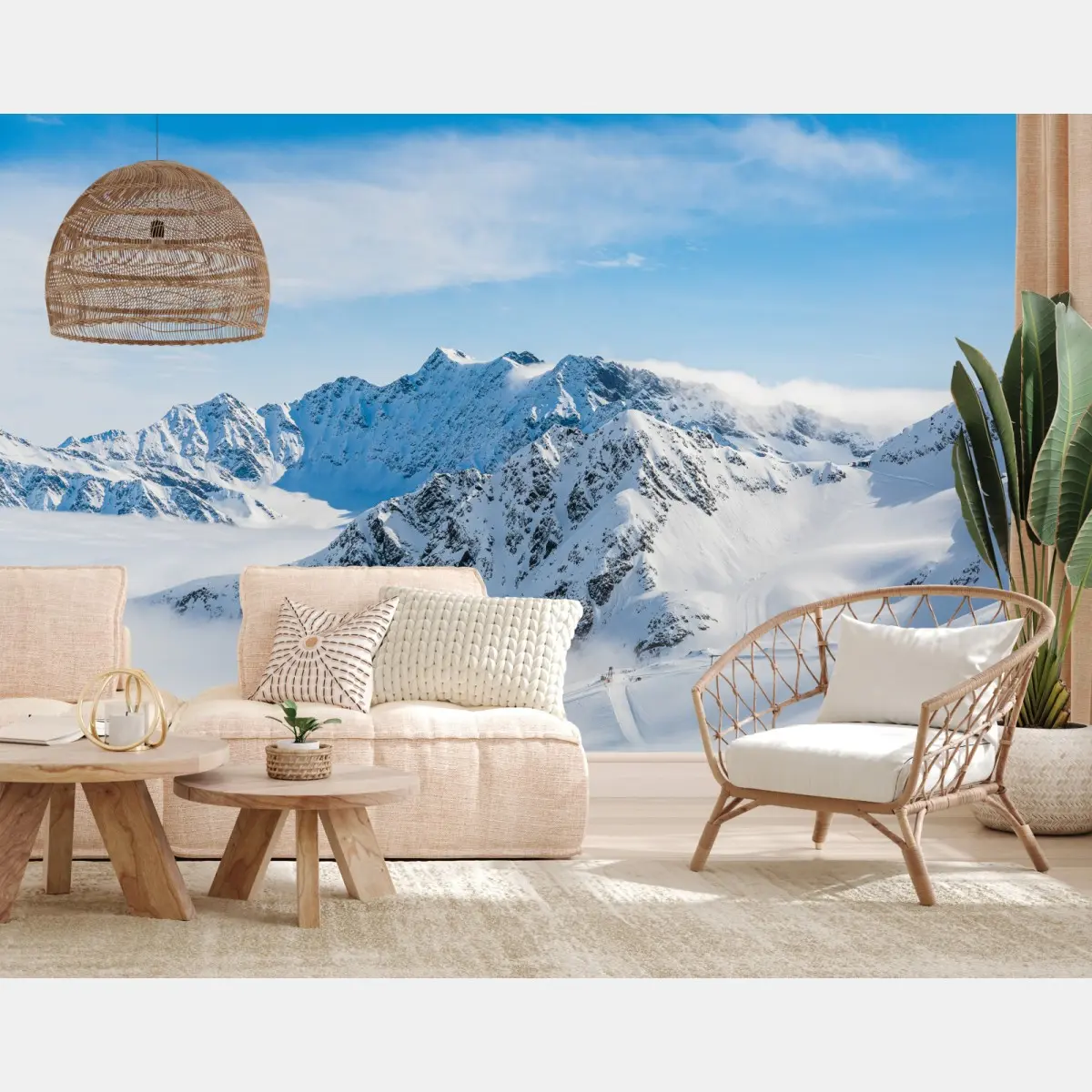 Fototapete panorama des Kaunertal gletschers über verschneiten gipfeln – Pixers®