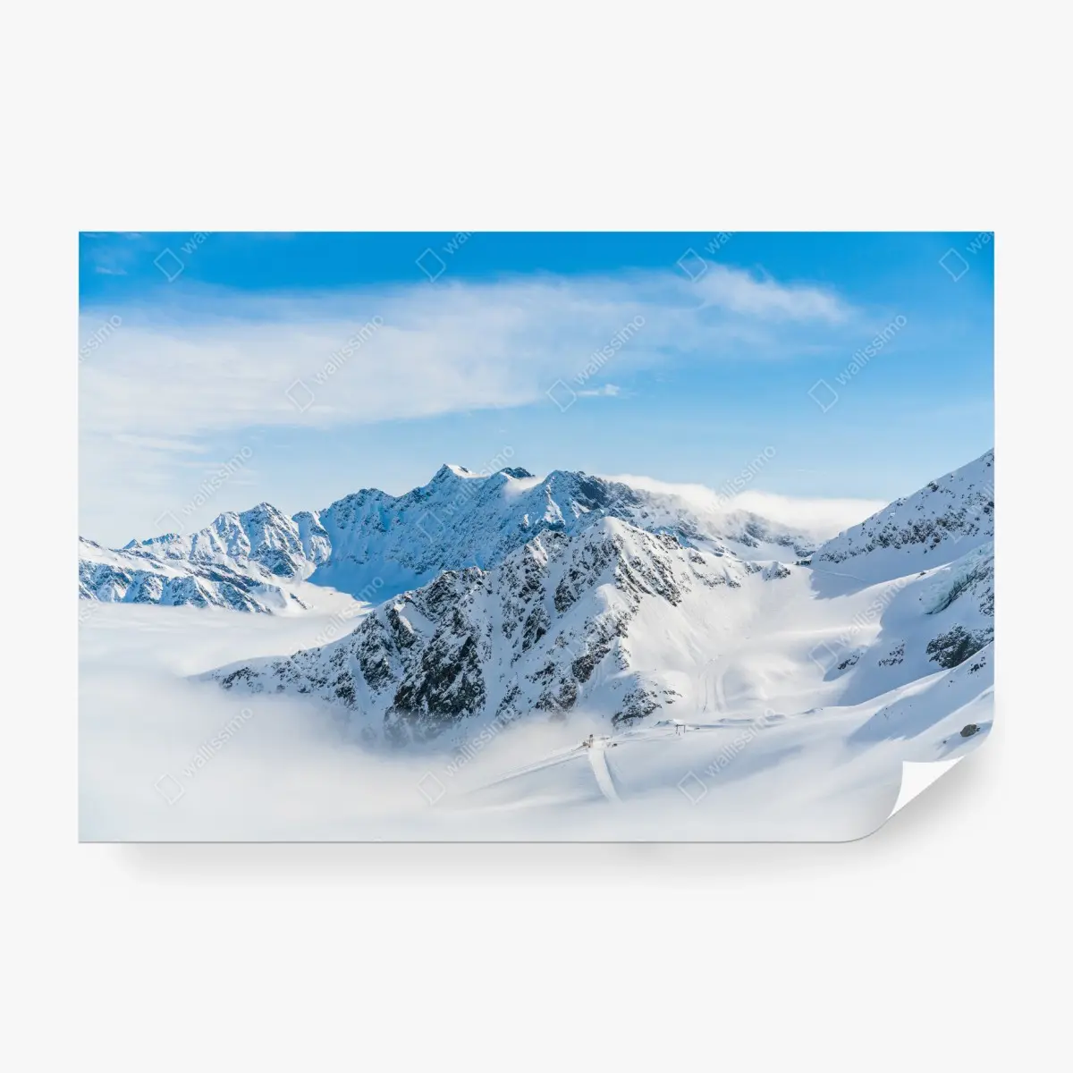 Fototapete panorama des Kaunertal gletschers über verschneiten gipfeln – Pixers®