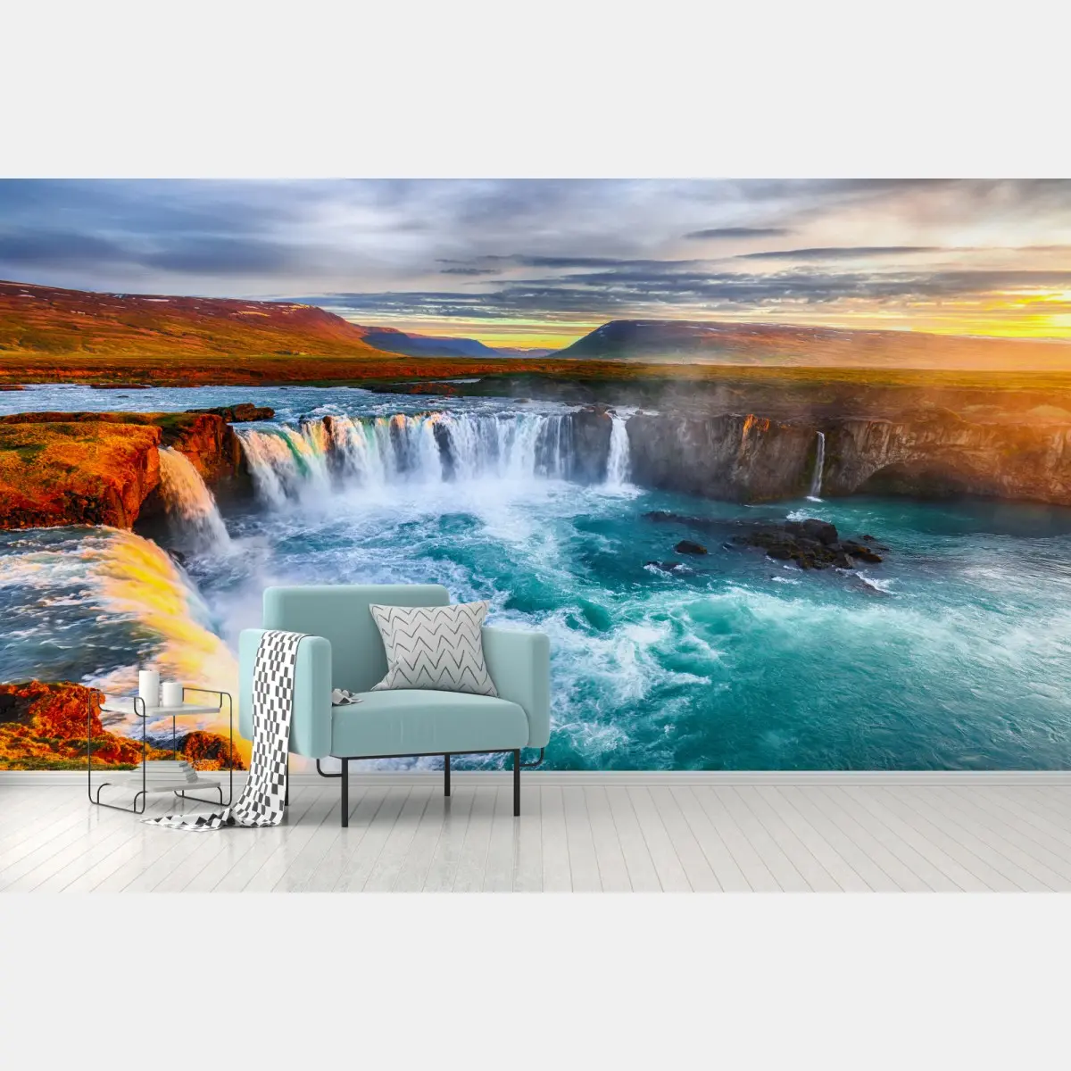 Fototapete Godafoss wasserfall bei sonnenaufgang – Pixers®