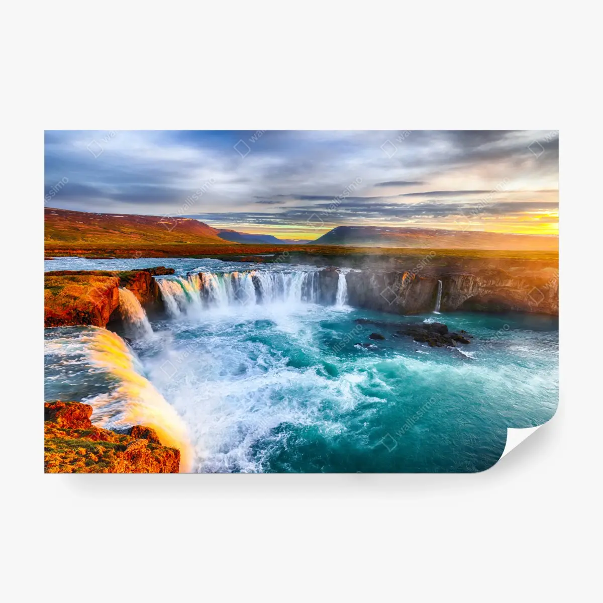 Fototapete Godafoss wasserfall bei sonnenaufgang – Pixers®