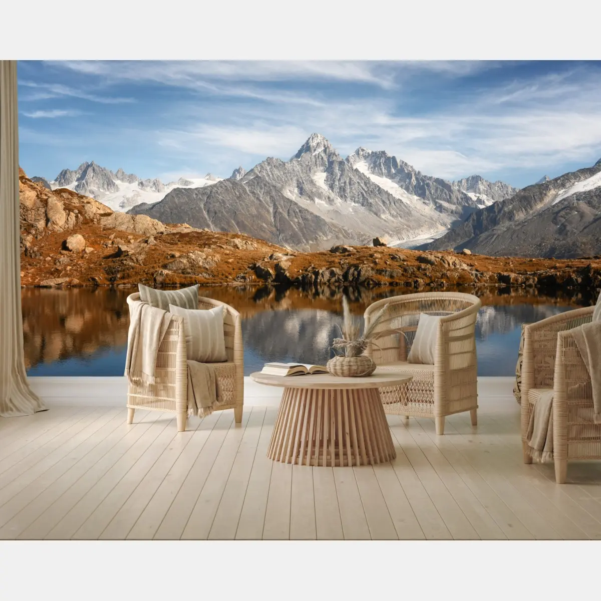 Fototapete ruhige alpenberge im see gespiegelt – Pixers®