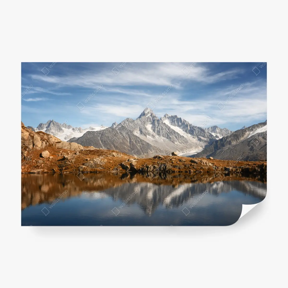 Fototapete ruhige alpenberge im see gespiegelt – Pixers®