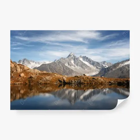 Fototapete ruhige alpenberge im see gespiegelt – Pixers®