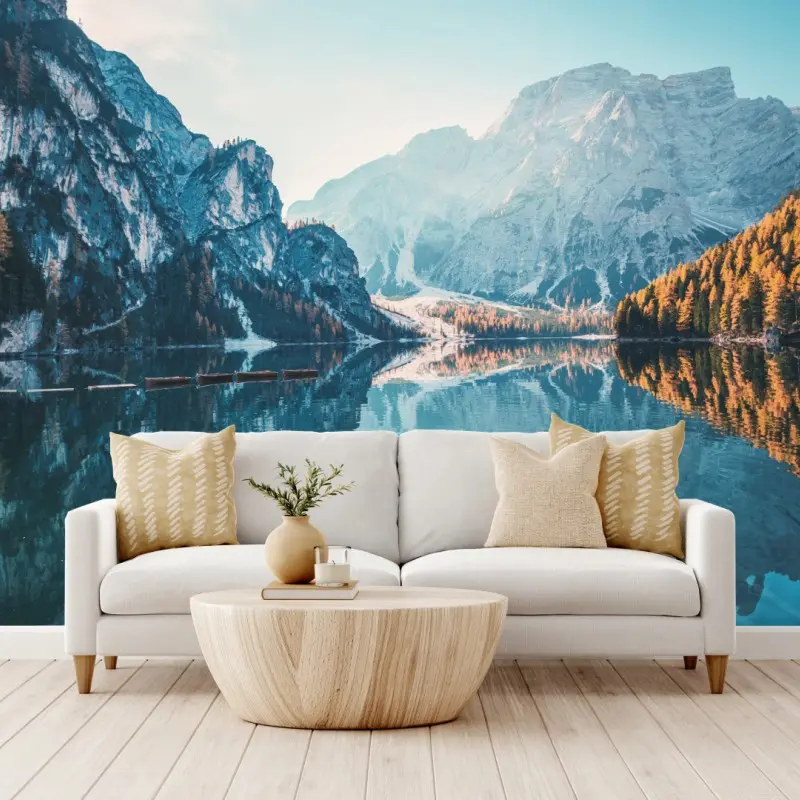 Fototapete ruhiger morgen am Pragser Wildsee, Dolomiten