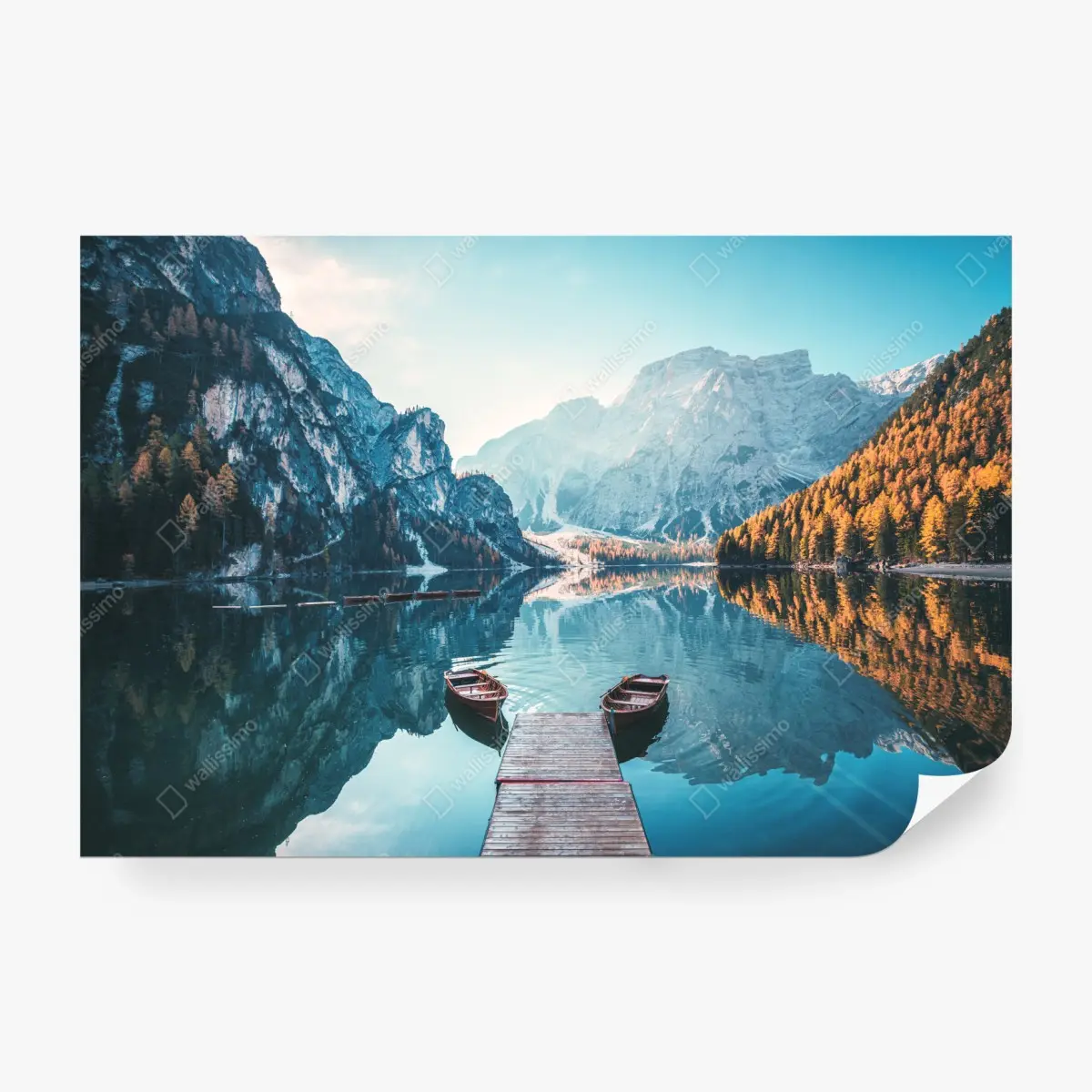 Fototapete ruhiger morgen am Pragser Wildsee, Dolomiten – Pixers®