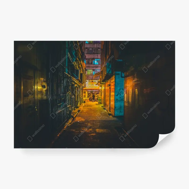 Fototapete Hongkong neon-gasse bei nacht