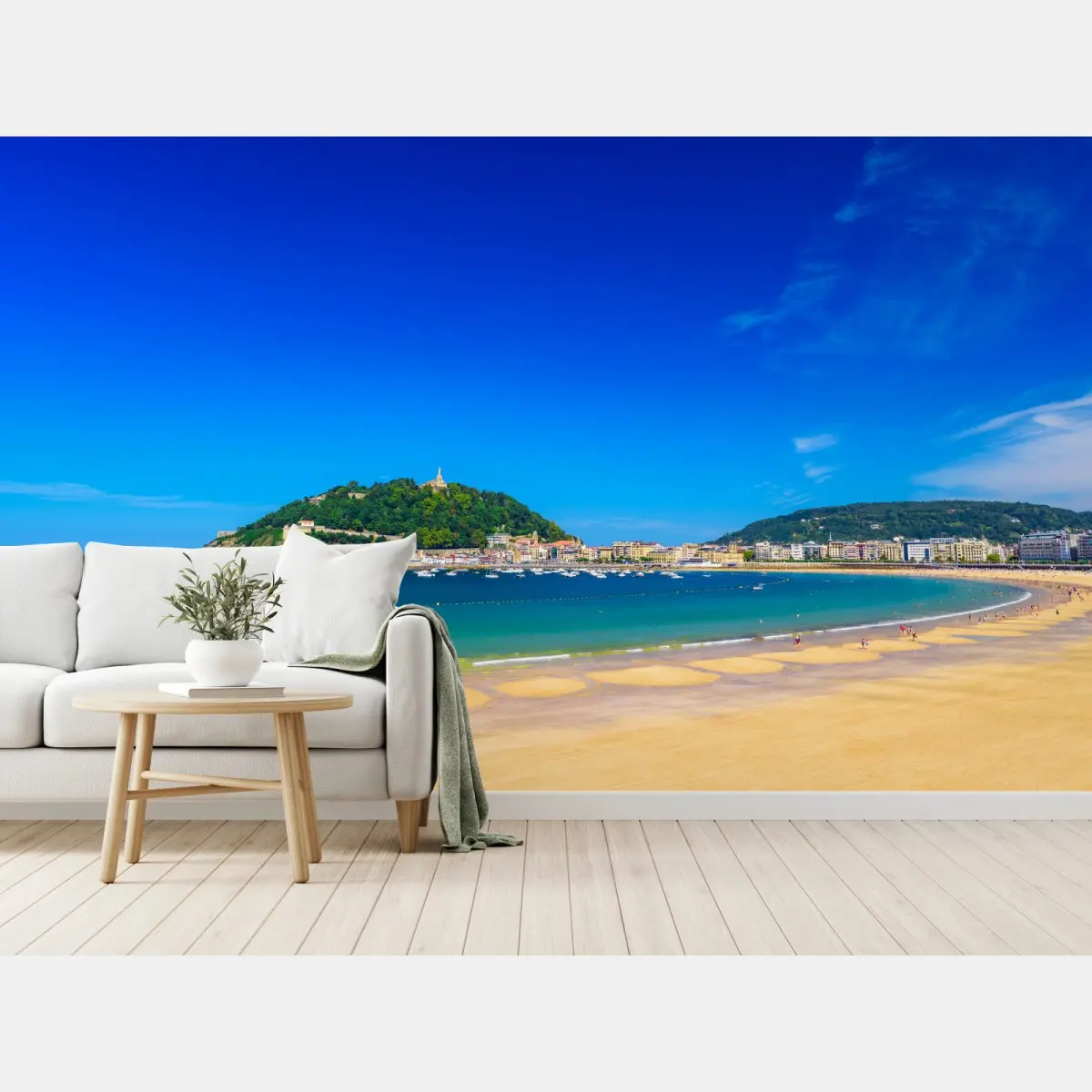 Fototapete sonnige küstenpanorama mit goldenem sand – Pixers®