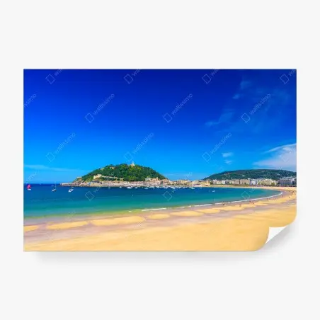 Fototapete sonnige küstenpanorama mit goldenem sand – Pixers®