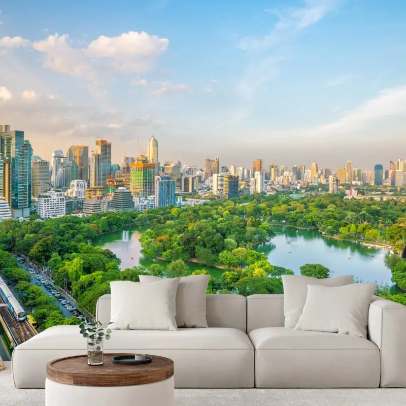 Fototapete Bangkok skyline über dem Lumpini Park
