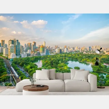 Fototapete Bangkok skyline über dem Lumpini Park – Pixers®