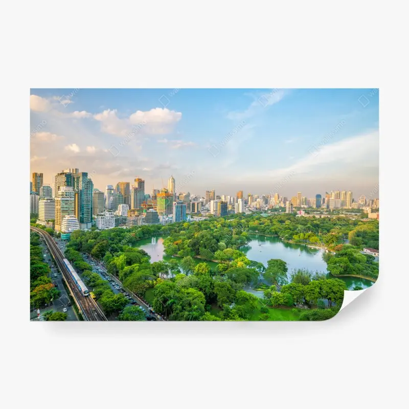 Fototapete Bangkok skyline über dem Lumpini Park