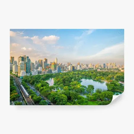 Fototapete Bangkok skyline über dem Lumpini Park – Pixers®