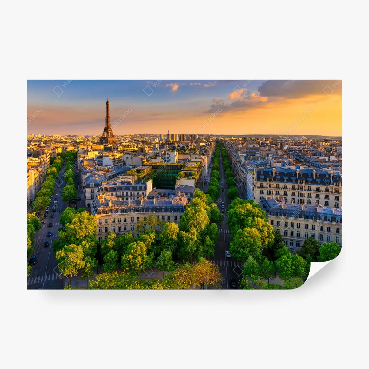 Fototapete sonnenuntergang über Paris mit Eiffelturm – Pixers®
