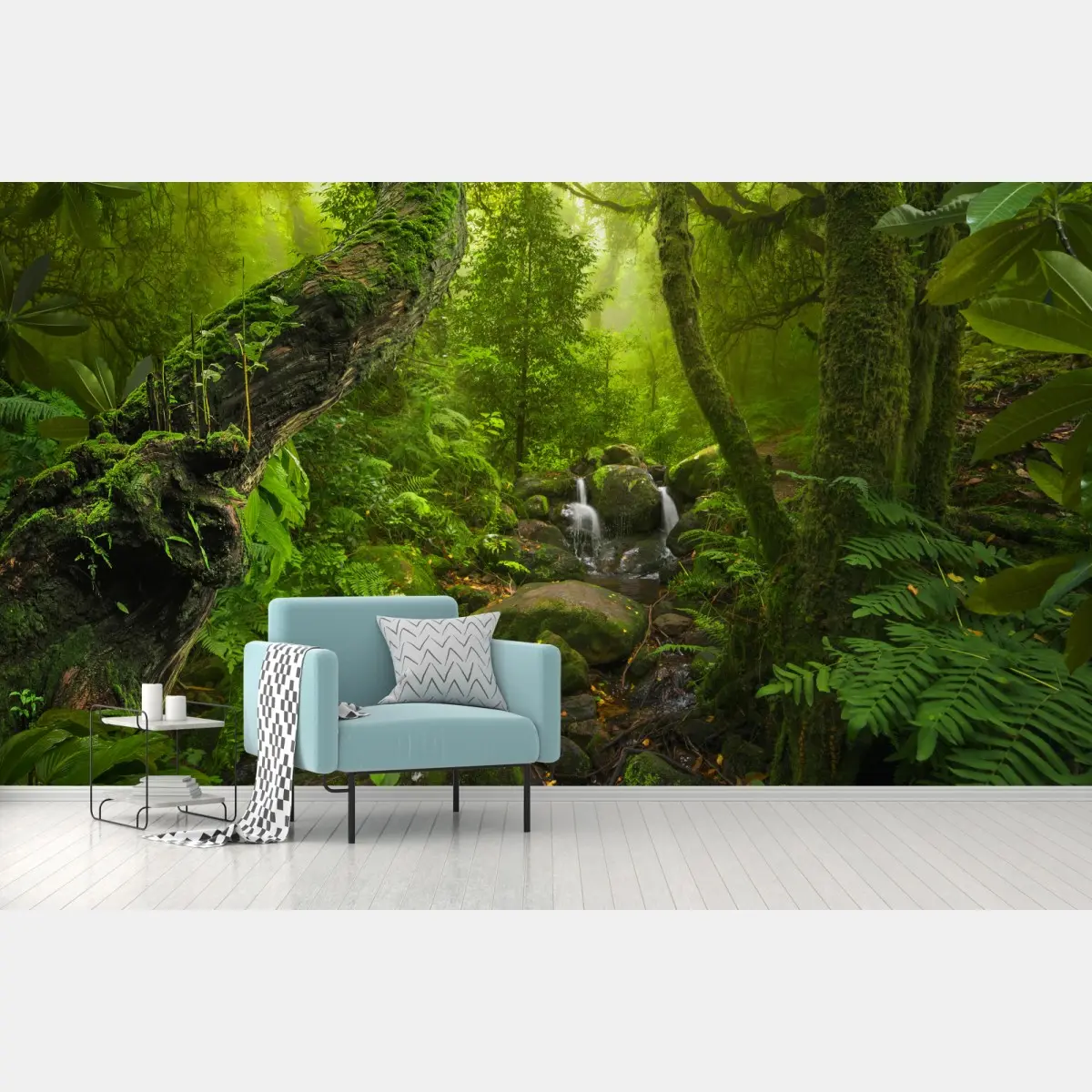 Fototapete üppiger grüner wald mit bach – Pixers®