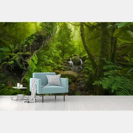 Fototapete üppiger grüner wald mit bach – Pixers®