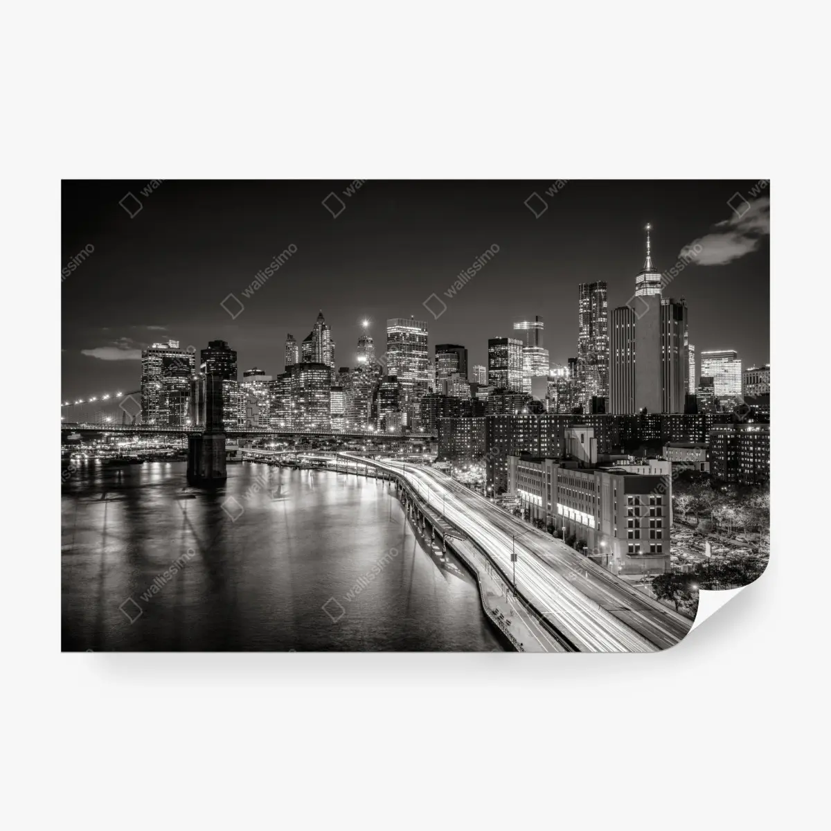 Fototapete monochrome stadtsilhouette bei nacht – Pixers®