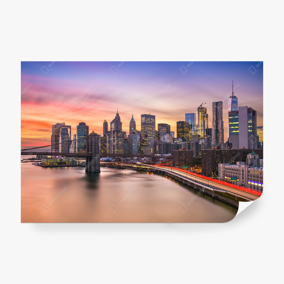 Fototapete panorama von New York bei sonnenuntergang – Pixers®