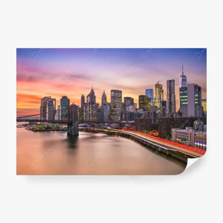 Fototapete panorama von New York bei sonnenuntergang – Pixers®