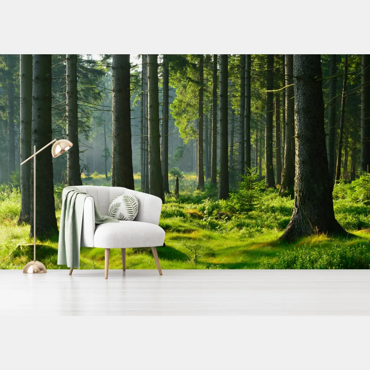 Fototapete sonnige grüne lichtung im wald – Pixers®