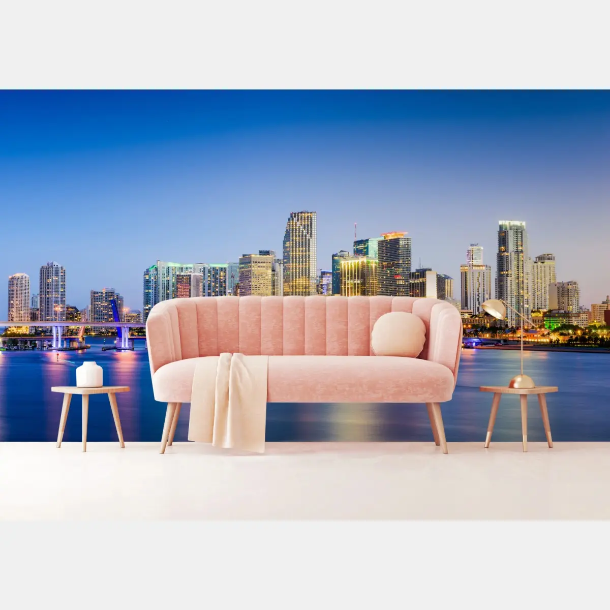 Fototapete Miami skyline der innenstadt bei dämmerung – Pixers®