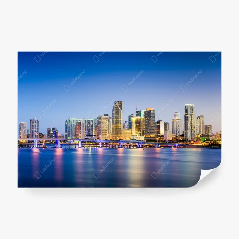 Fototapete Miami skyline der innenstadt bei dämmerung