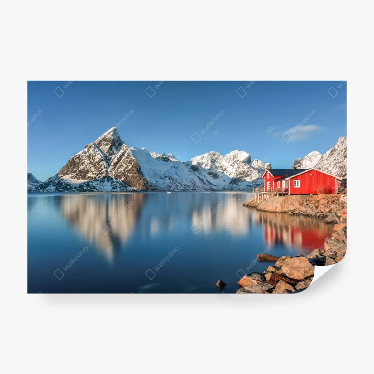 Fototapete ruhiger winterlicher fjord in Reine, Lofoten – Pixers®