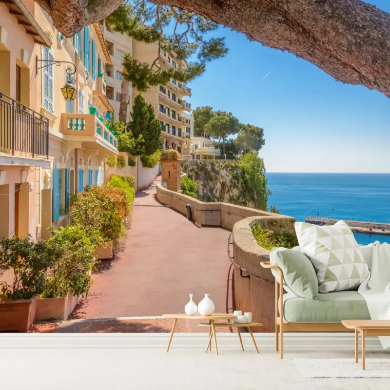 Fototapete Monaco küstenpromenade mit meerblick