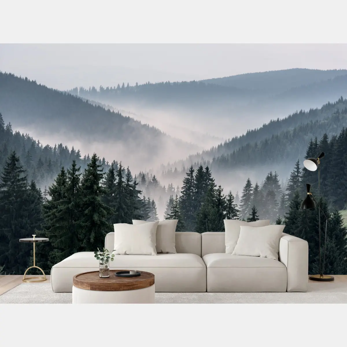 Fototapete nebliger bergwald – Pixers®