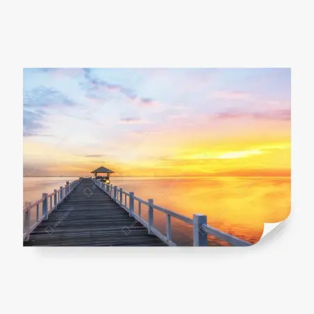 Fototapete hölzerner steg im sonnenaufgang – Pixers®
