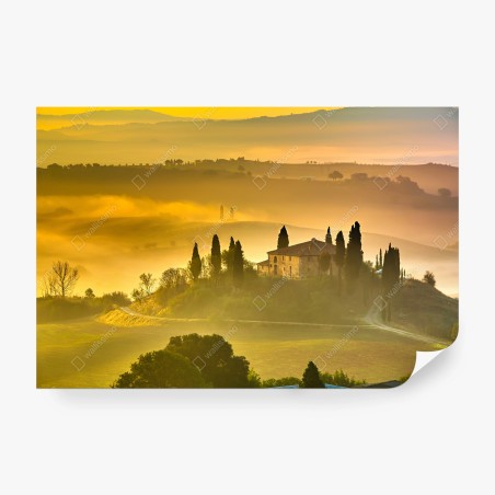 Fototapete Toskana bei sonnenaufgang über goldenen hügeln – Pixers®