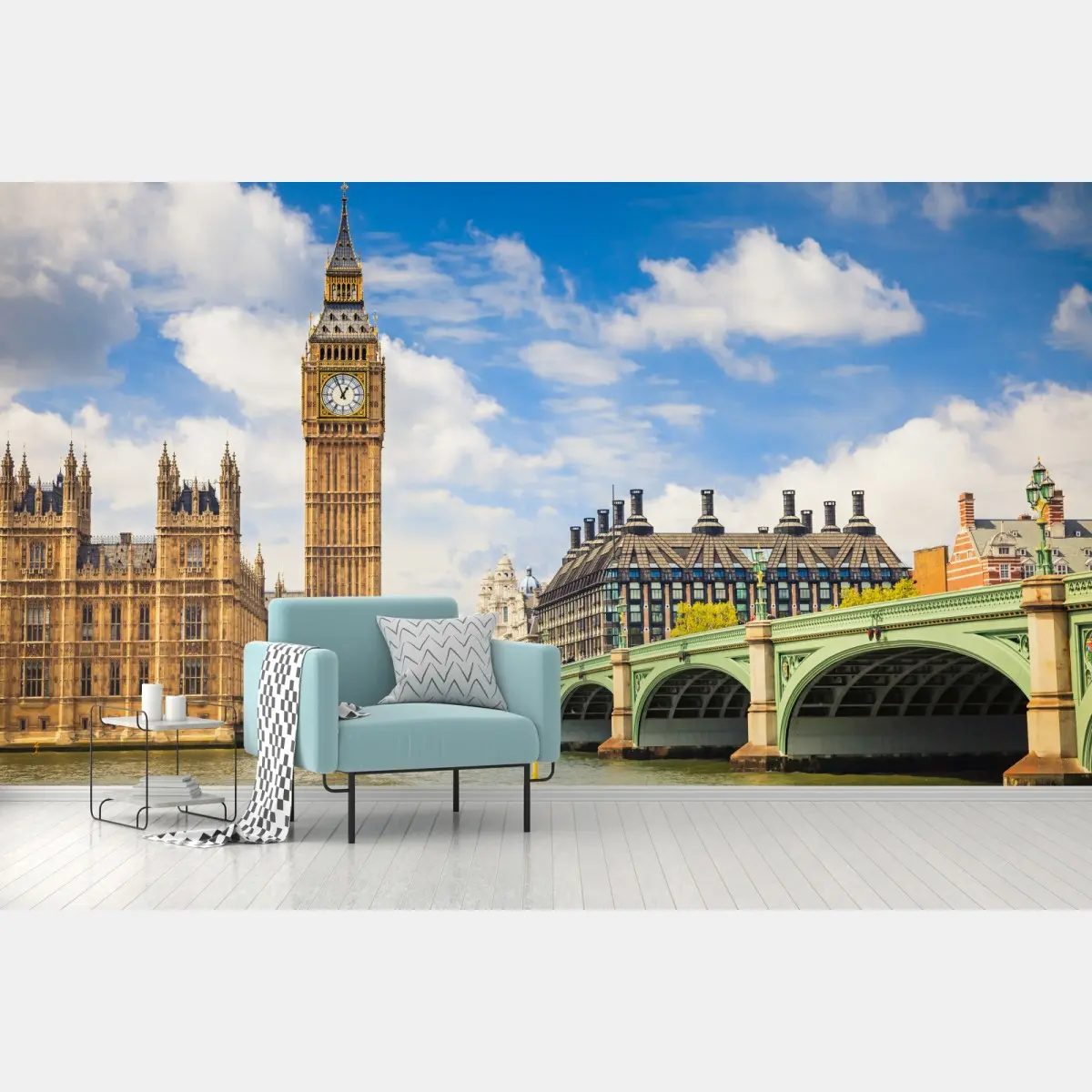 Fototapete London panorama mit uhrturm Big Ben und Westminster Bridge – Pixers®