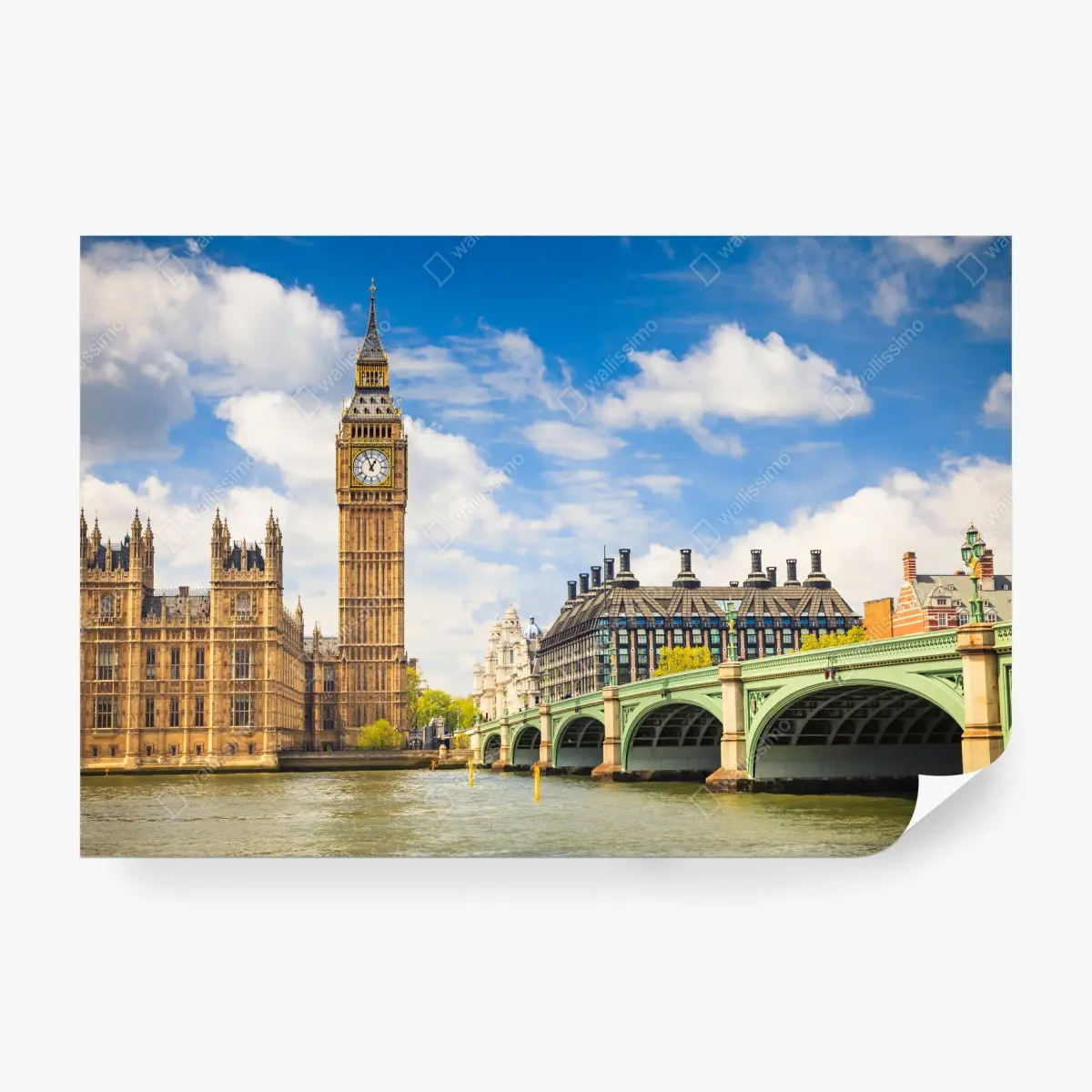 Fototapete London panorama mit uhrturm Big Ben und Westminster Bridge – Pixers®