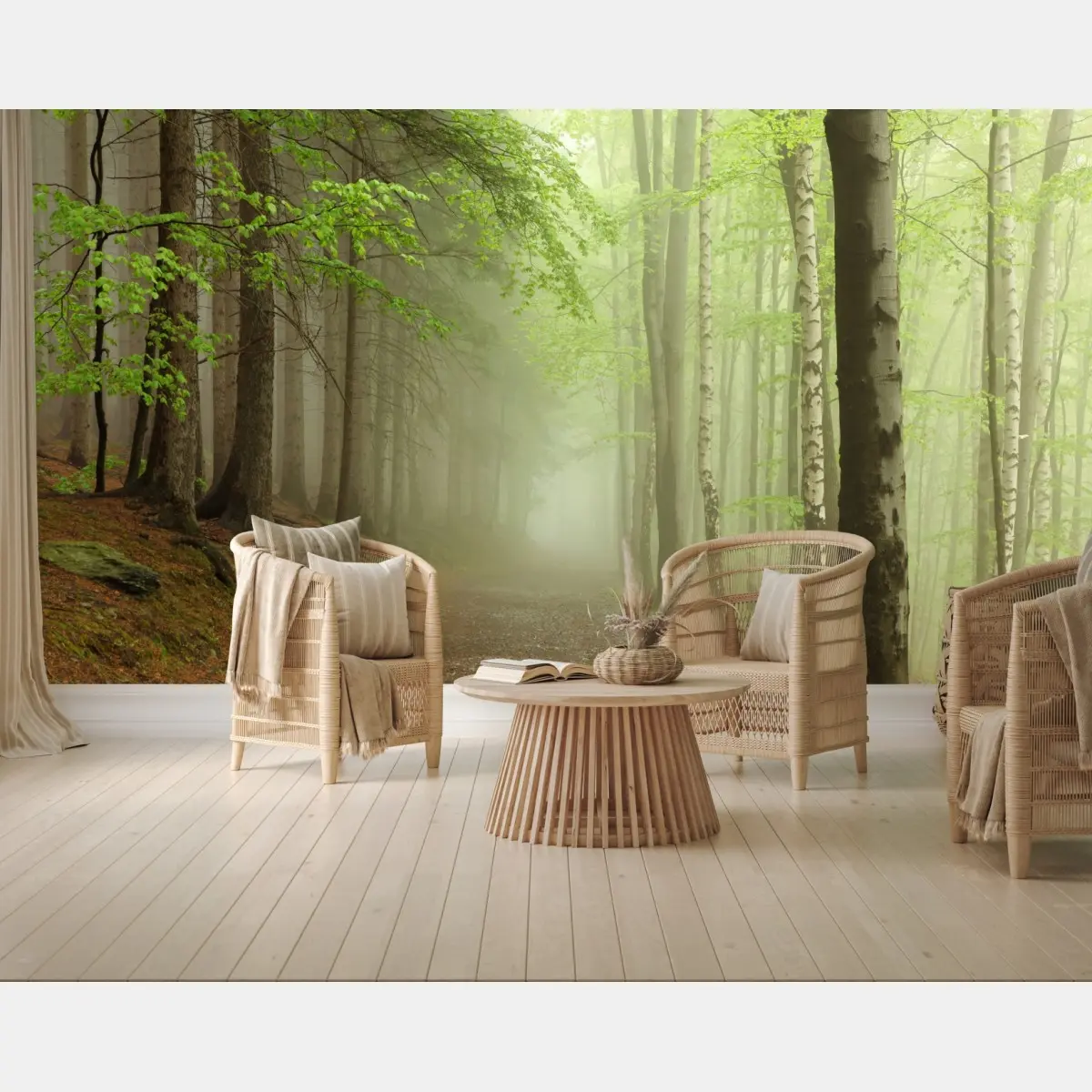 Fototapete nebliger waldpfad – Pixers®