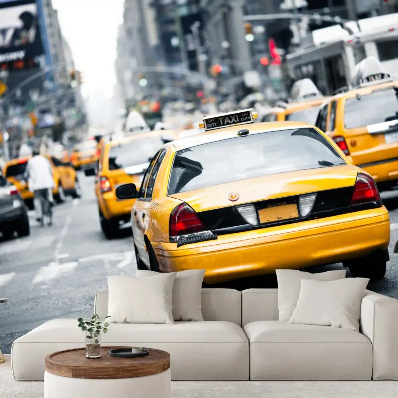 Fototapete gelbe taxis in einer belebten straße von New York