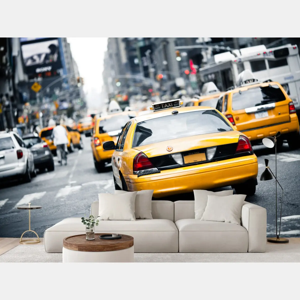 Fototapete gelbe taxis in einer belebten straße von New York – Pixers®
