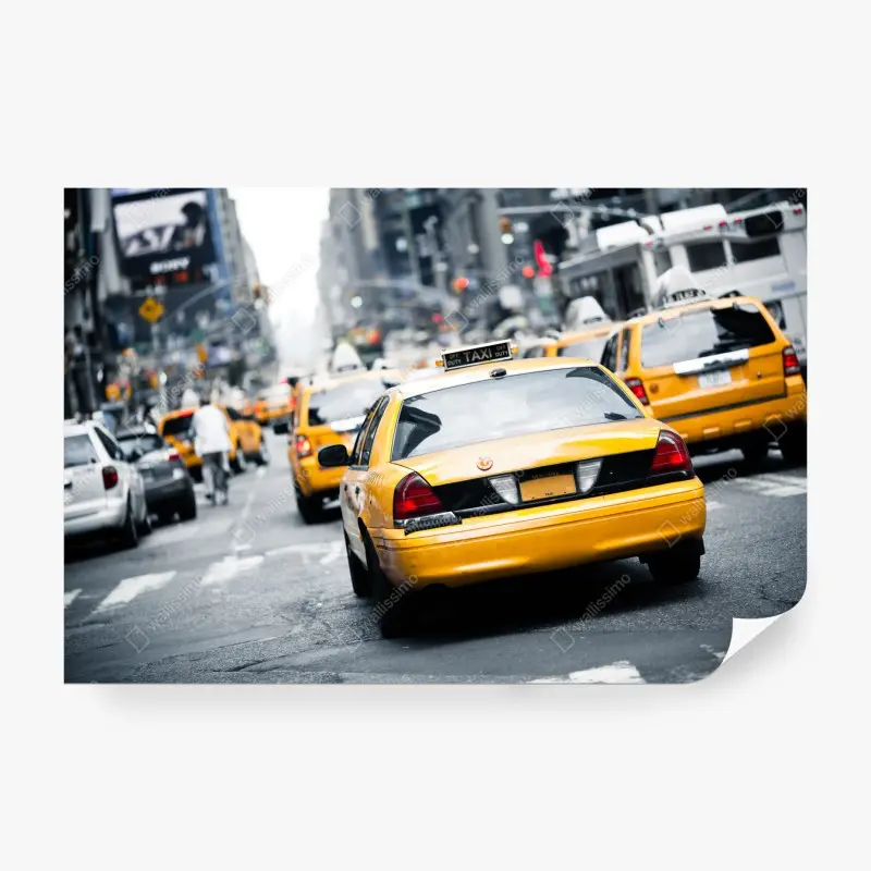 Fototapete gelbe taxis in einer belebten straße von New York