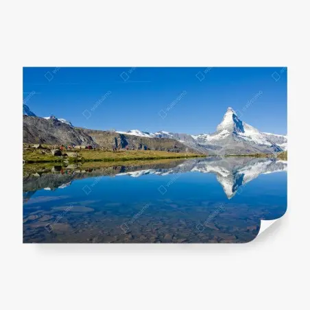 Fototapete alpenberg spiegelung über stillem see – Pixers®