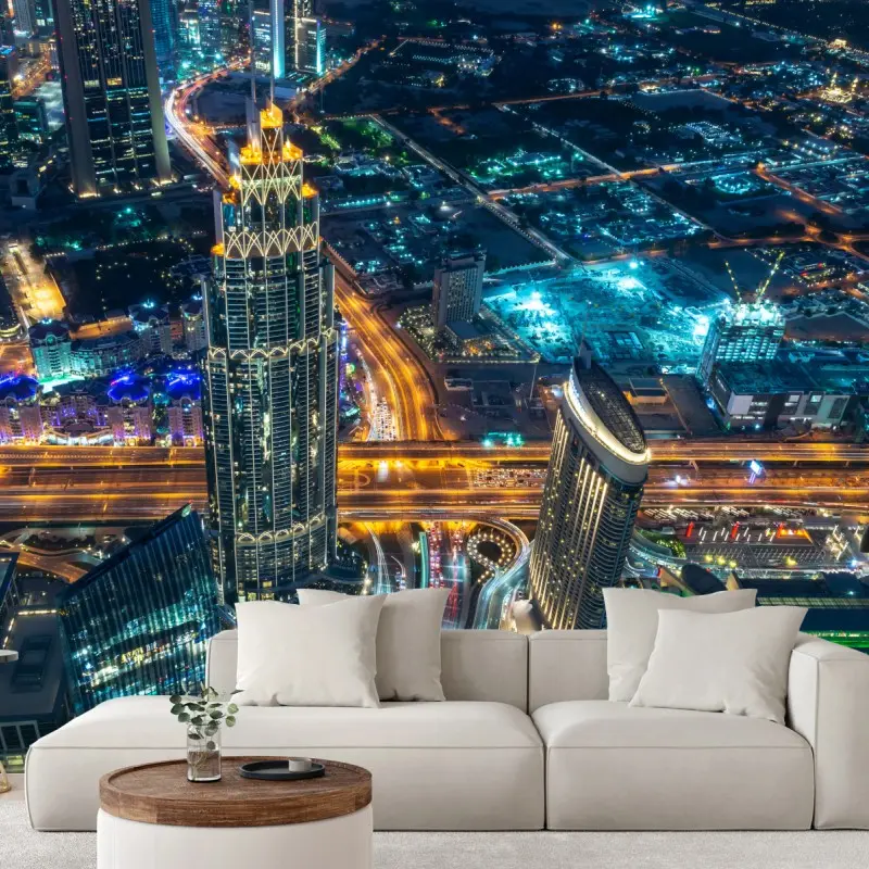 Fototapete Dubai nachtpanorama vom Burj Khalifa