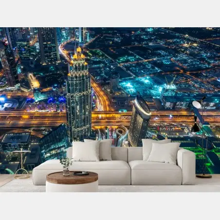 Fototapete Dubai nachtpanorama vom Burj Khalifa – Pixers®