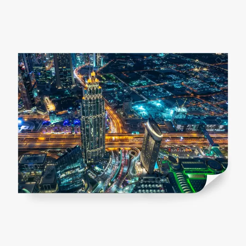 Fototapete Dubai nachtpanorama vom Burj Khalifa
