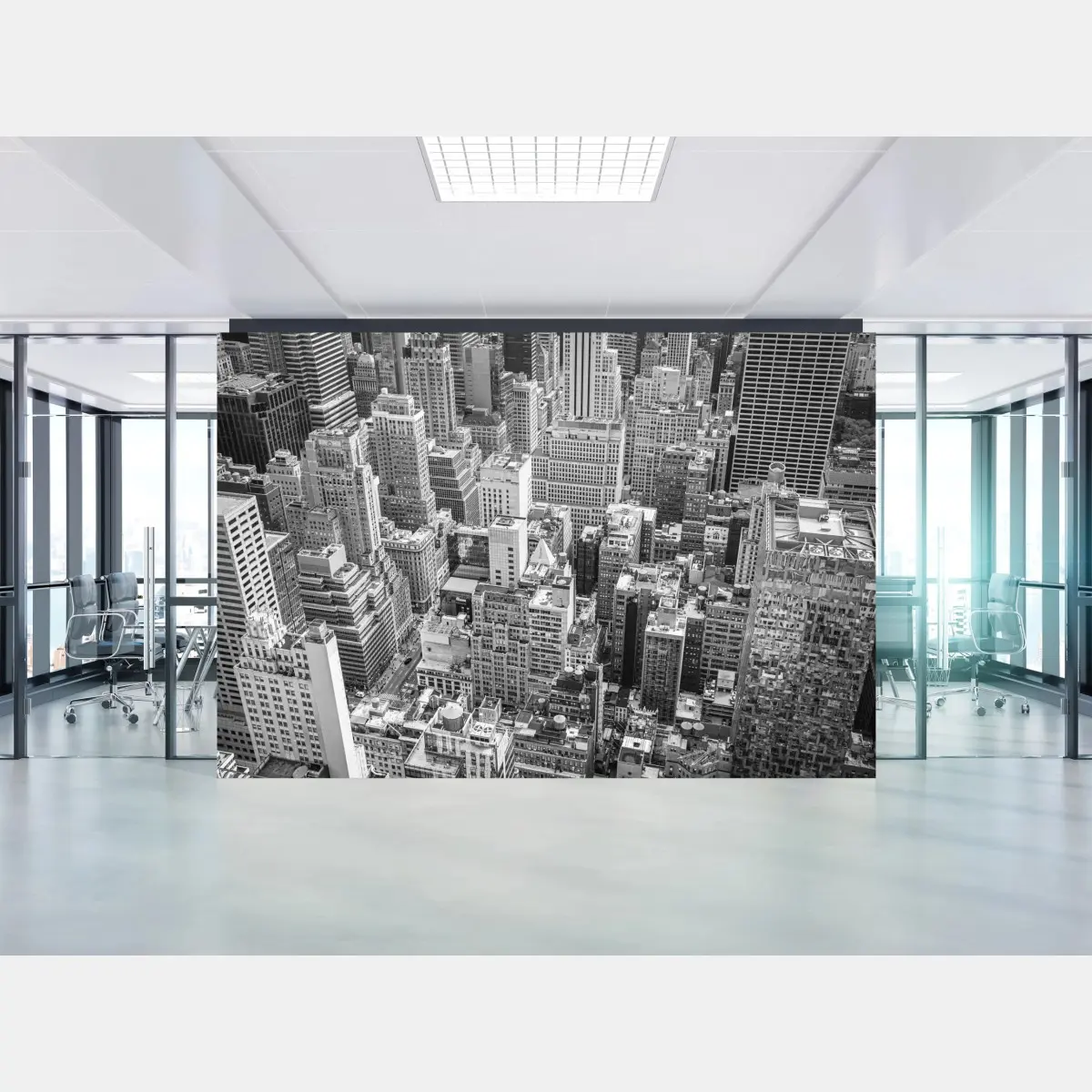 Fototapete luftaufnahme einer städtischen skyline in schwarzweiß – Pixers®