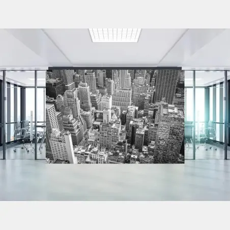 Fototapete luftaufnahme einer städtischen skyline in schwarzweiß – Pixers®