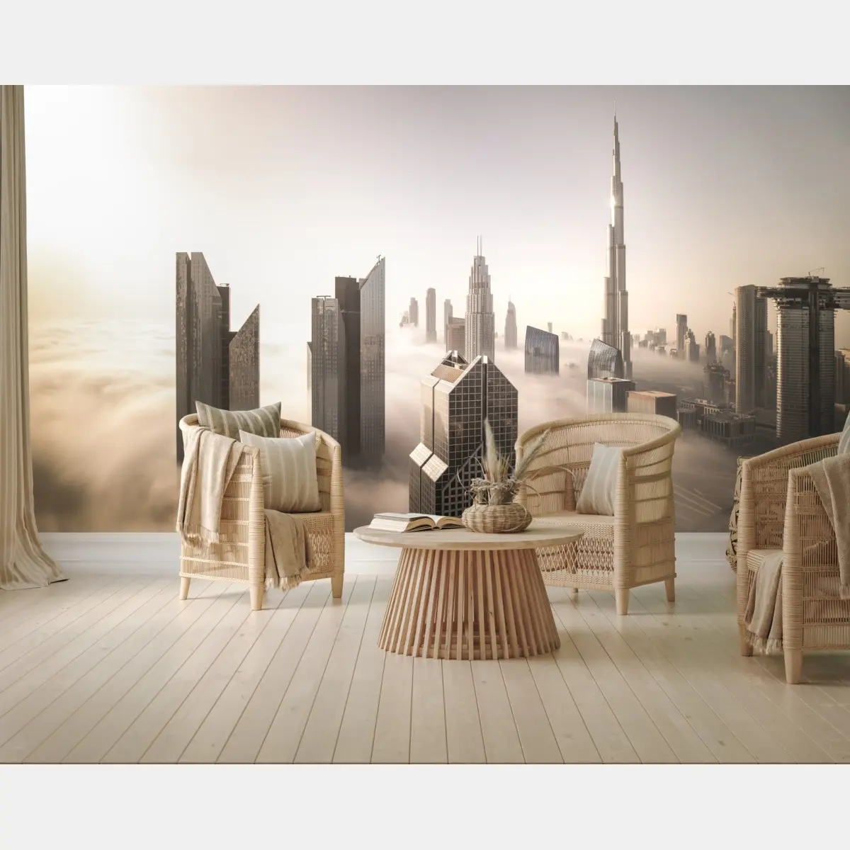 Fototapete neblige Dubai skyline über den wolken – Pixers®