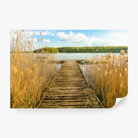 Fototapete hölzerner steg zum ruhigen see – Pixers®